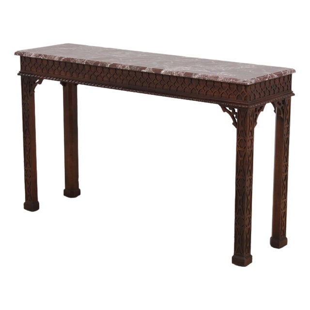 Henredon Mahogany Marble Top Console Table For Sale