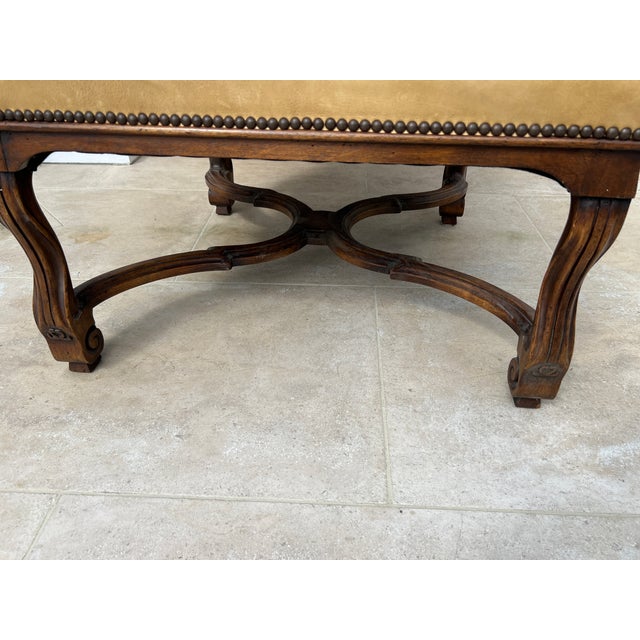 19th Century 19th Century Louis XIV Style Walnut and Leather Chair For Sale - Image 5 of 5