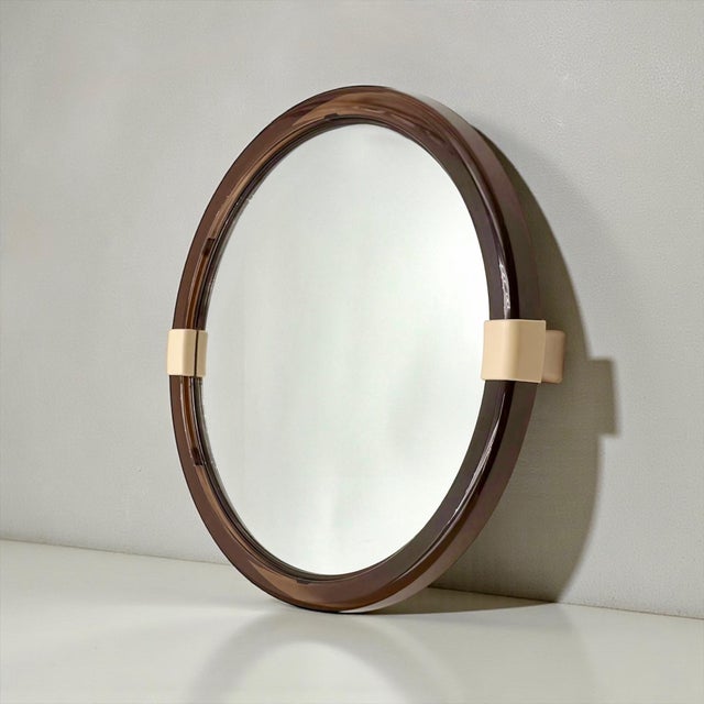 Beige French Space Age Pivoting Wall Mirror in Molded Plastic from Allibert, 1970s For Sale - Image 8 of 10