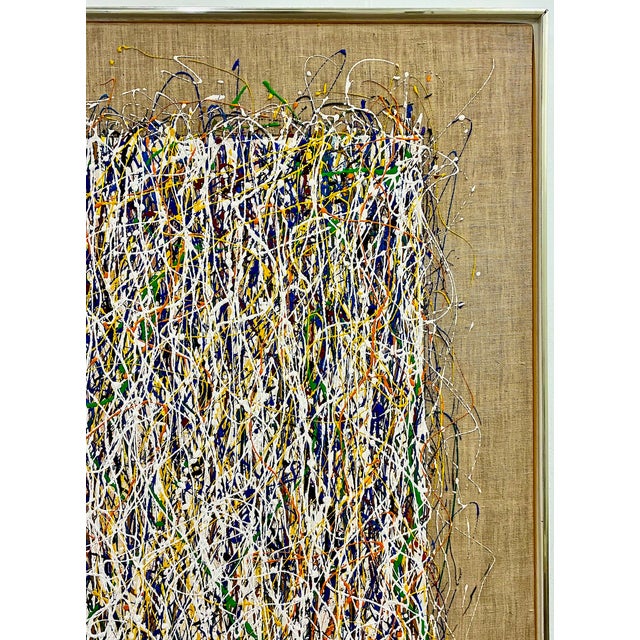 Late 20th Century Abstract Expressionism in a Large Mid-Century Modern Dripped Painting For Sale - Image 5 of 12