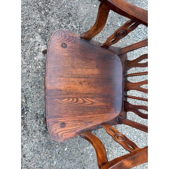 Wood Pair of 19th Century Low Back Solid Wood Windsor Armchairs For Sale - Image 7 of 16