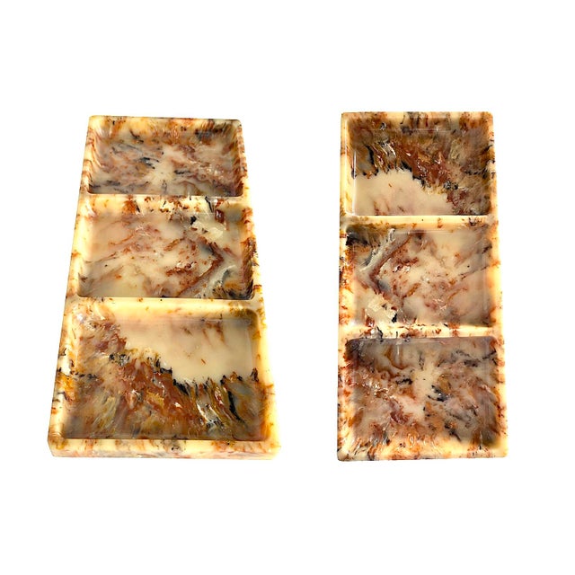 1970s Mid 20th Century Faux Onyx Resin Partitioned Tray For Sale - Image 5 of 13