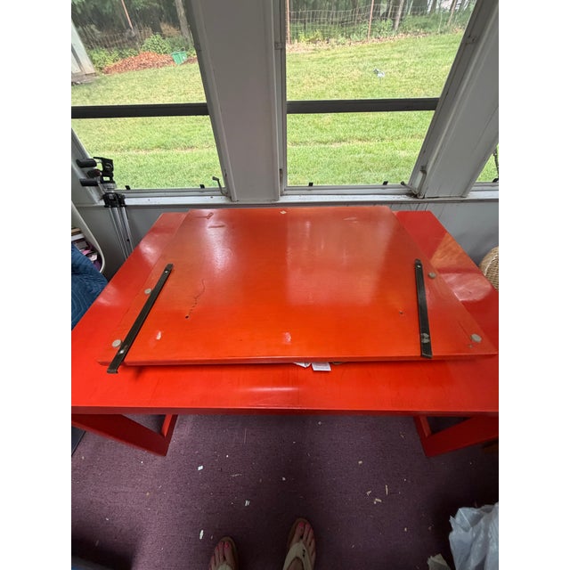 Orange Vintage Dining Table With Extender Leaf Circa 1970s After Baughmann Style For Sale - Image 8 of 18