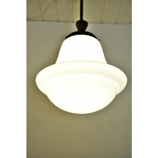 Swedish Grace Art Déco Copper and Hand Blown Glass Pendant Lamp, 1920s For Sale - Image 4 of 8