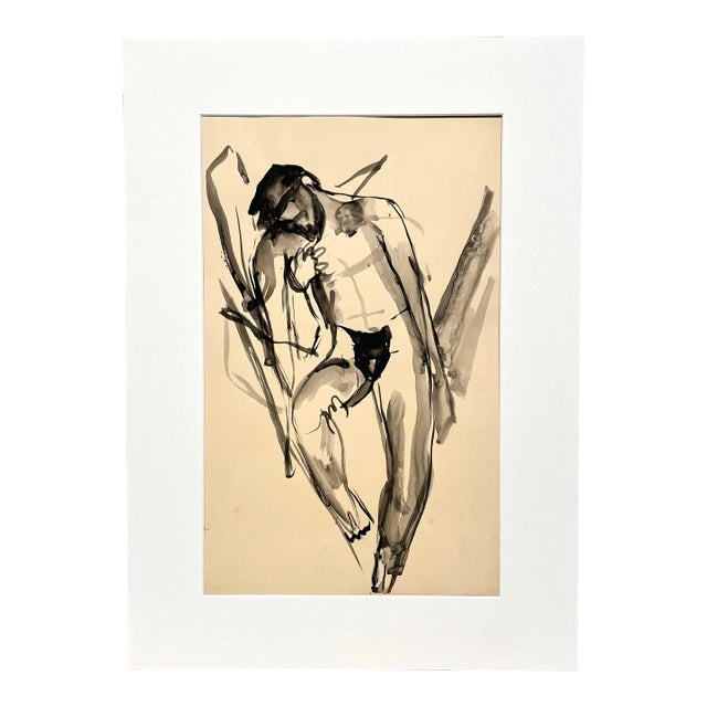 1930s Ink on Paper Nude Male Figure Study by Artist Francis Chapin For Sale