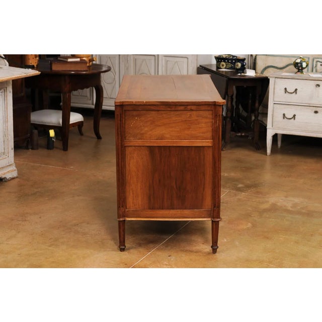 French Louis XVI Period 1790s Walnut Three Drawer Commode with Fluted Side Posts For Sale - Image 11 of 12