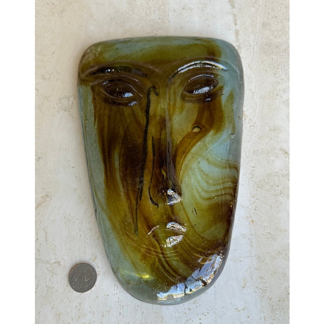 1960s Erik Hoglund for Kosta Boda Attributed Glass Face Mask Sculpture For Sale - Image 5 of 10