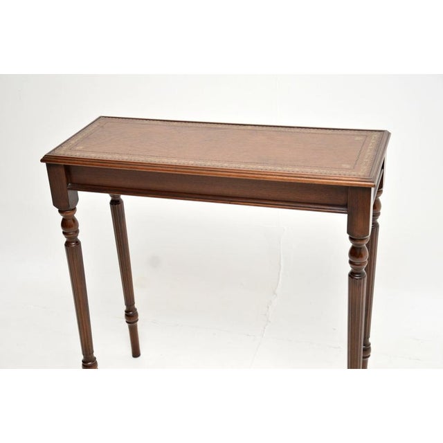 Vintage Georgian Style Leather Top Console Table, 1950 For Sale - Image 12 of 13