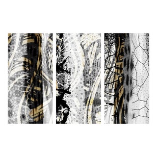 "Banded Gray" by Michael DesRosiers Abstract Mixed-Media on Canvas - Set of 3 For Sale