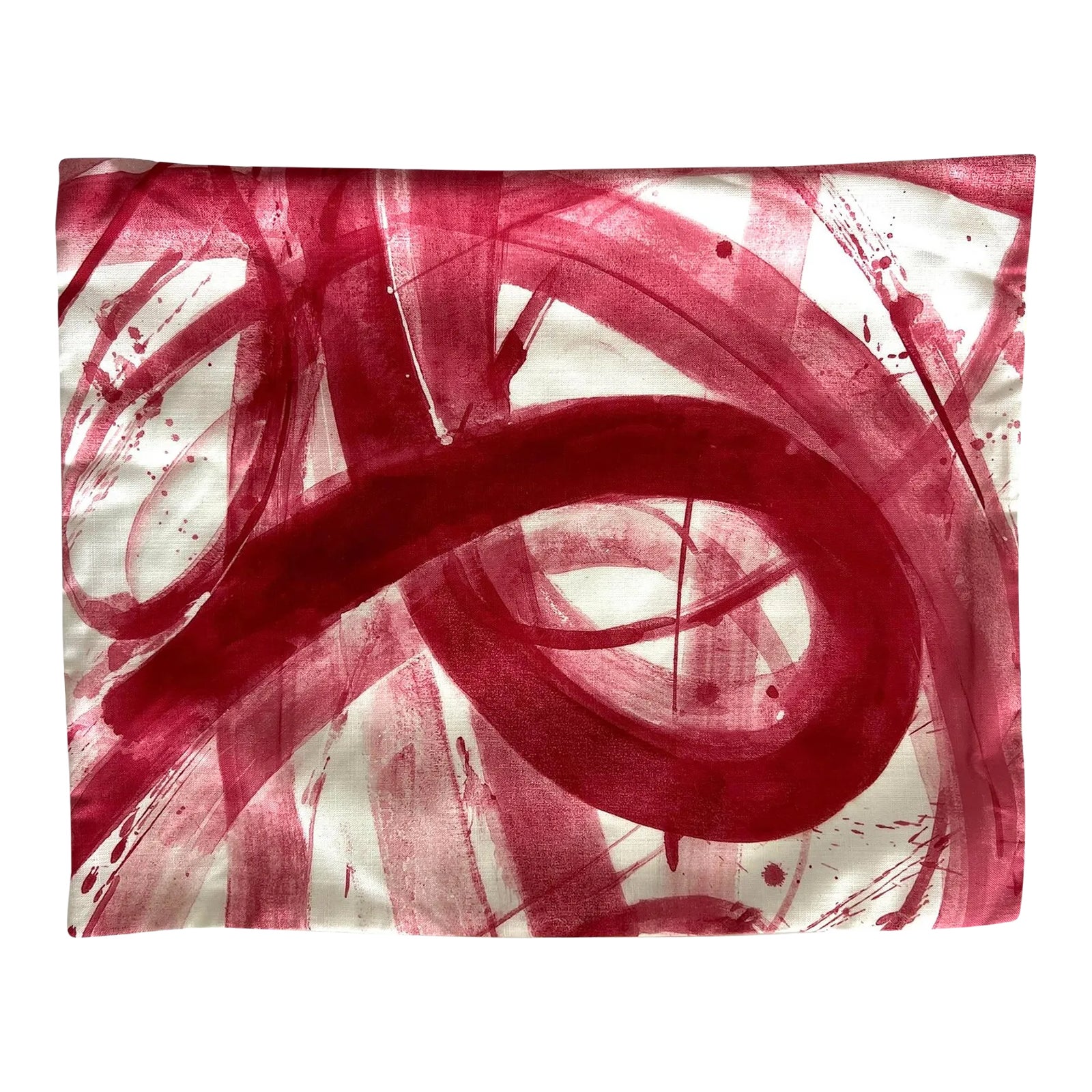 Contemporary Abstract Cranberry Pink Painting Pillow Cover 16 X 20