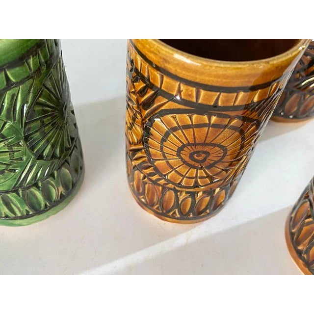 Ceramic Cups in Brown & Green Ceramic, France, 1970s, Set of 5 For Sale - Image 7 of 11
