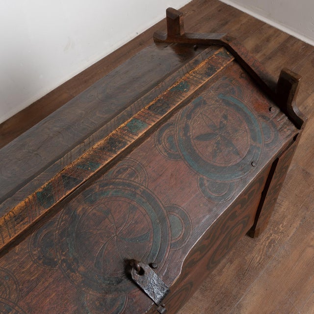 19th Century Painted and Carved Hungarian Dome Top Trunk For Sale - Image 6 of 18