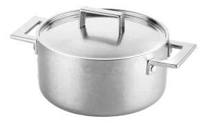 Mepra Attiva 18/10 Stainless Steel and Pewter Finish 9" Casserole Pan With Handles and Lid