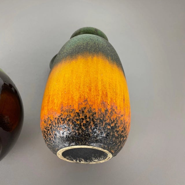 German Multi-Color Fat Lava Pottery Vases from Scheurich, 1970s, Set of 2 For Sale - Image 15 of 17