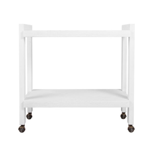 2020s Matthew Izzo Home Rockwell White Washed Oak Bar Cart For Sale - Image 5 of 5