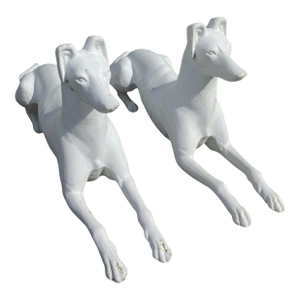 1980s Elegant Pair of Vintage Greyhound Statues