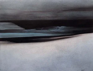 Paul Nabatoff "Minimalist Landscape" Original Pastel Drawing on Paper Unframed
