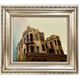 Dan Kedar, Israeli Modernist Oil Canvas Architecture Painting Dan Kedar, Bezalel Artist, c. 20th century For Sale