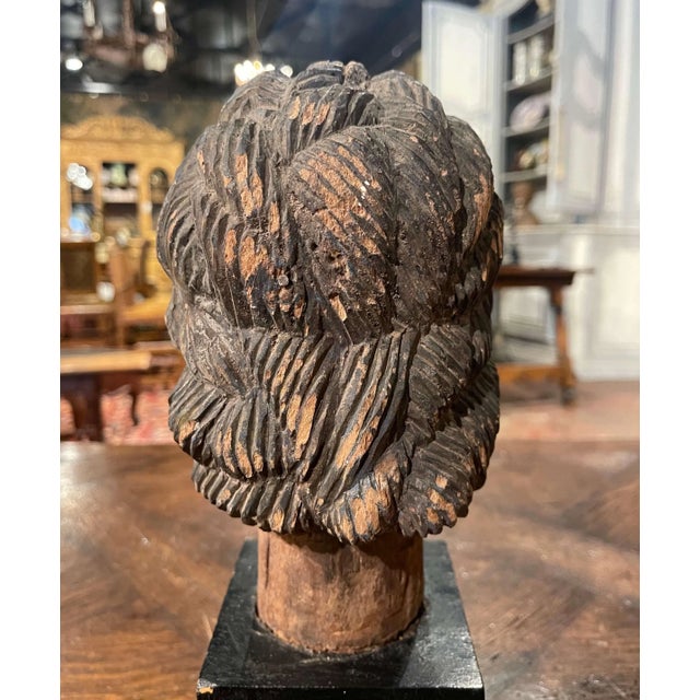 17th Century Spanish Carved Polychrome Bust of Christ on Stand For Sale - Image 10 of 12
