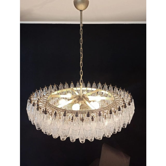 Metal Murano Glass 185 Transparent Glass Chandelier For Sale - Image 7 of 11