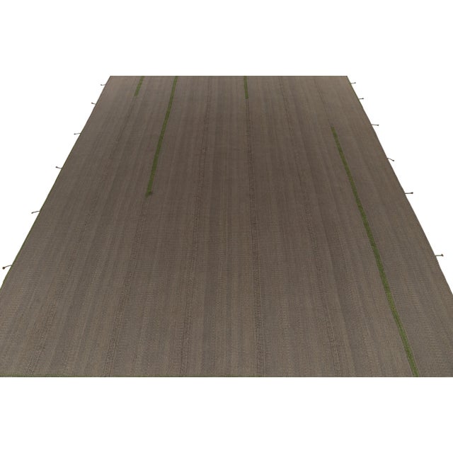 Modern Rug & Kilim’s Contemporary Kilim in Gray With Green and Beige-Brown Accents For Sale - Image 3 of 8
