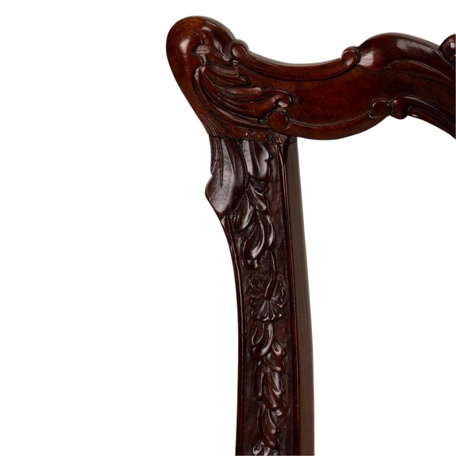 Pair Antique Chippendale Revival Carved Mahogany Ball & Claw Arm Chairs For Sale - Image 9 of 18
