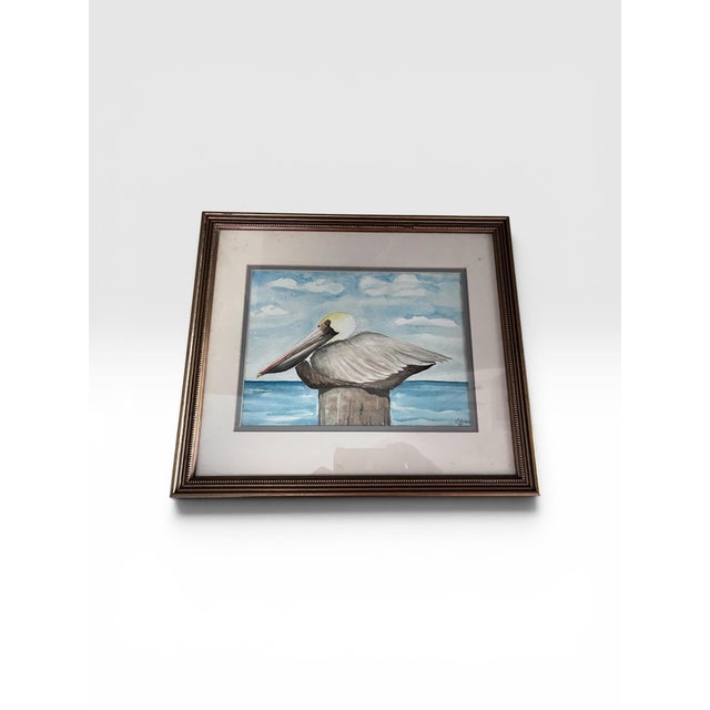 Original “Pelican Resting” Watercolor by Ilse Wolff, Signed & Dated 2009 For Sale In West Palm - Image 6 of 12