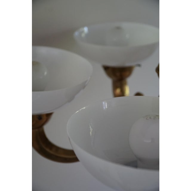 Metal Danish Modern Art Deco Chandelier in Glass & Brass, 1940s For Sale - Image 7 of 18