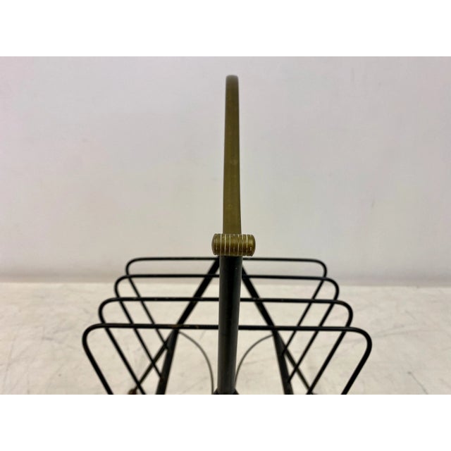 Italian Black Metal & Brass Magazine Rack, 1960s For Sale - Image 6 of 13