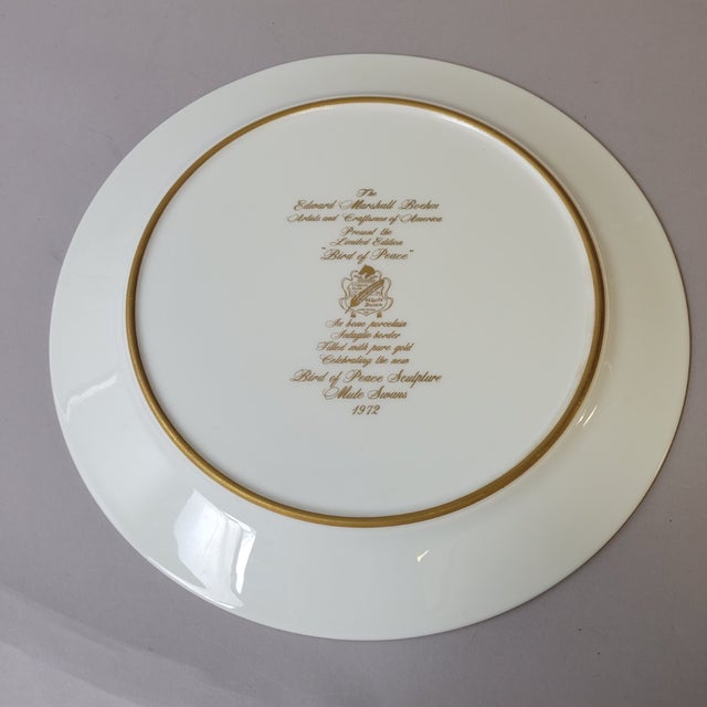 1970s 1972 Boehm “Mute Swans” Bone Porcelain Charger Plate, 13” For Sale - Image 5 of 6