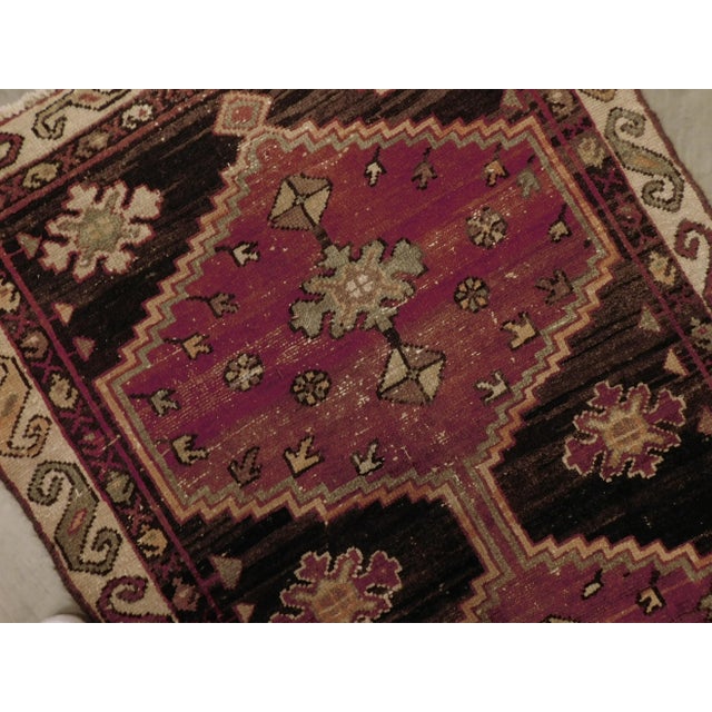 Burgundy 1940s Hand Made Persian Rummer. 3'x 9'6" For Sale - Image 8 of 13