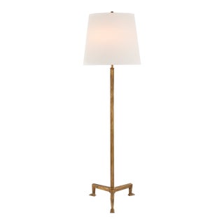 Thomas O'Brien by Visual Comfort Signature Parish Floor Lamp in Gilded Iron with Linen Shade For Sale