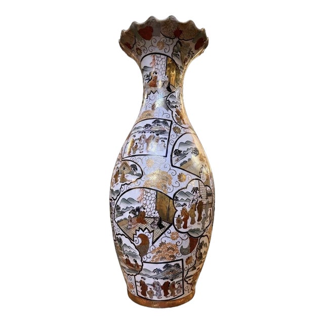Large Antique Japanese Kutani Style Vase, 1900s For Sale