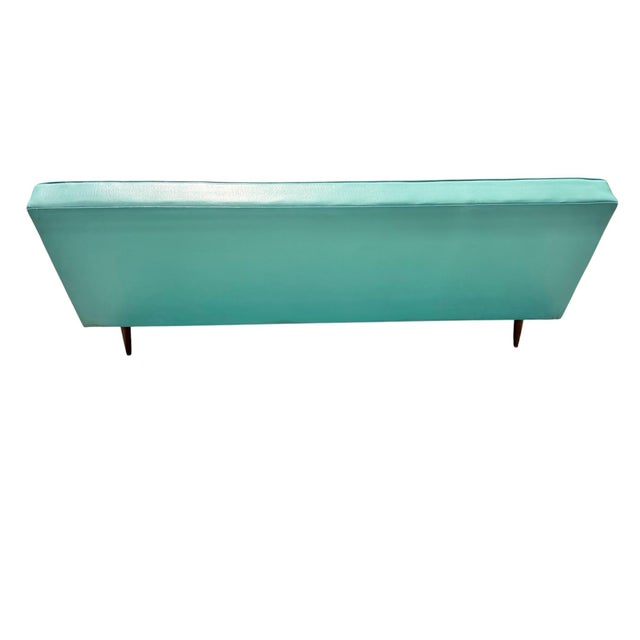 Mid-Century Modern Turquoise & Walnut Sofa For Sale In Philadelphia - Image 6 of 6