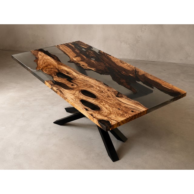 Contemporary Resin and Lecce Olive Wood Table by Andrea Toffanin for Hood For Sale - Image 3 of 5