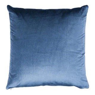 Schumacher Venetian Silk Velvet 22" Pillow in Cadet For Sale