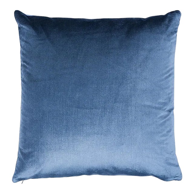 Schumacher Venetian Silk Velvet 22" Pillow in Cadet For Sale