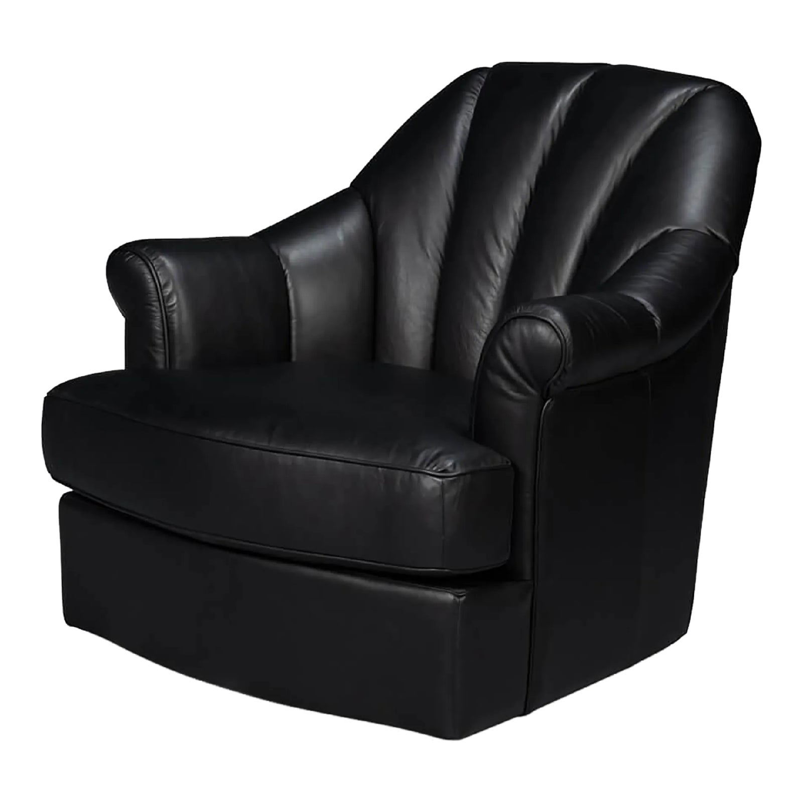 Black Leather Swivel Chair | Chairish
