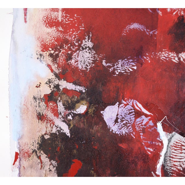1980s Red, White, and Purple - Abstract Figurative Composition in Acrylic on Paper by Ricardo De Silva For Sale - Image 5 of 9