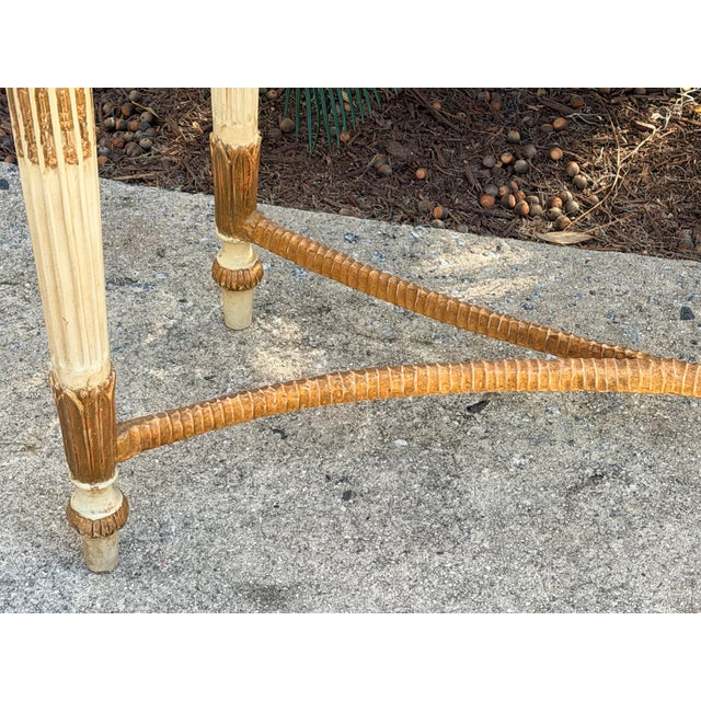 Pistachio Parcel Gilt and Paint Marble Top Louis XVI Style Console Table For Sale - Image 8 of 12