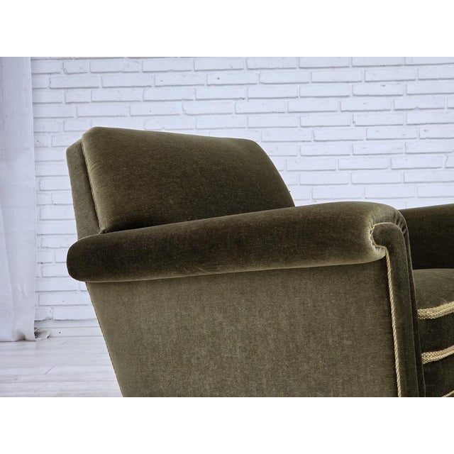 Danish Armchair in Green Furniture Velour, 1970s For Sale - Image 6 of 18