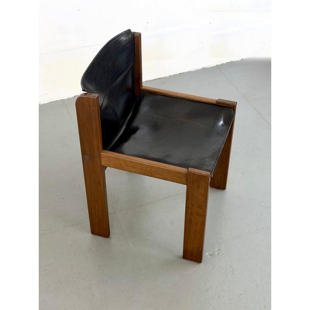 Mid-Century Modern Set of 4 Vintage Franco Vattolo Solaris Leather Dining Chairs for Ibisco For Sale - Image 3 of 4