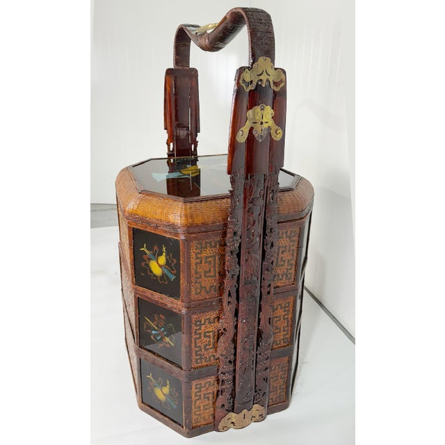 Chinese Antique Chinese Tiered Wicker Wedding Basket For Sale - Image 3 of 12