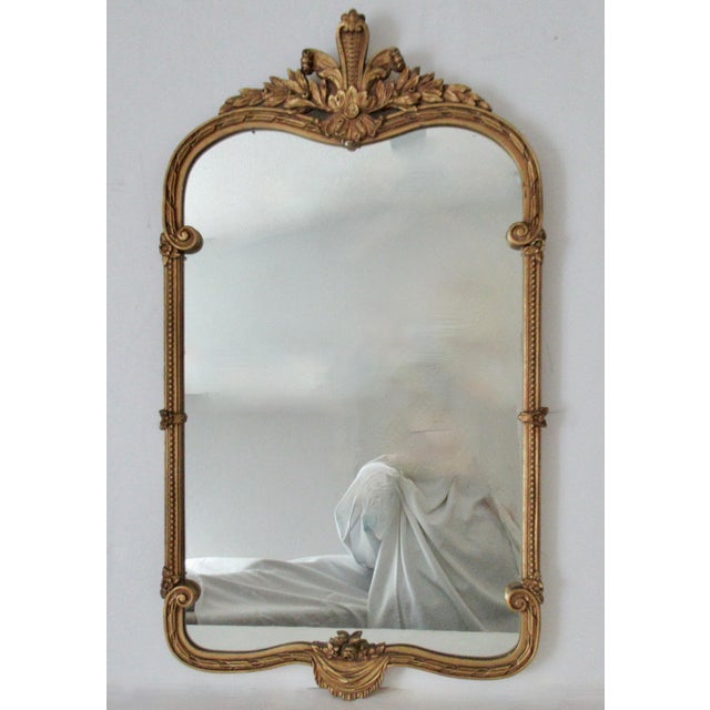 1960s C. 1960's Hollywood Regency Era, French Rococo-Style Gold Gilded Fleur De Lis Wall Mirror For Sale - Image 5 of 15