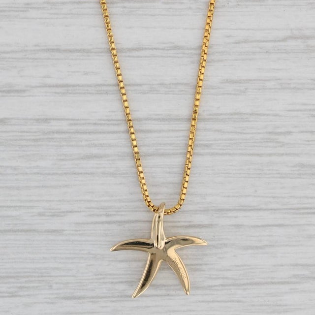 Contemporary New 0.12ctw Diamond Star Pendant 14k Yellow Gold 17-18" Box Chain For Sale - Image 3 of 6