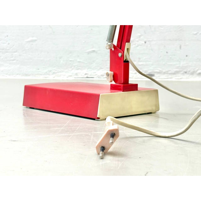 Mid-Century Articulated Desk Lamp in Red, 1970s For Sale - Image 11 of 17