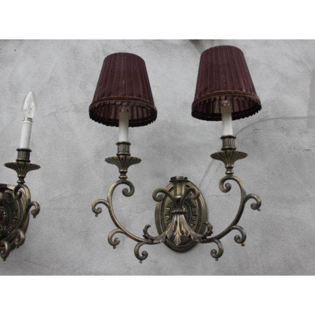 Rare Two Bronze Wall Sconces Edwardian Lighting Wall Lamps for Living Room, Hotel Lobby Bronze metal. Bulb screw E14 (not...