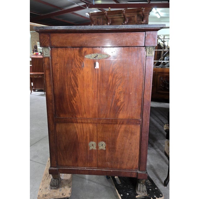Traditional Empire Secretary Desk in Mahogany and Gilt Bronze For Sale - Image 3 of 9
