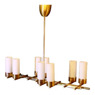 Mid-Century Jacques Adnet Brass Chandelier, France For Sale