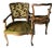 19th C. French Louis XV Elmwood Cabriolet Miniature Armchairs - A Pair For Sale